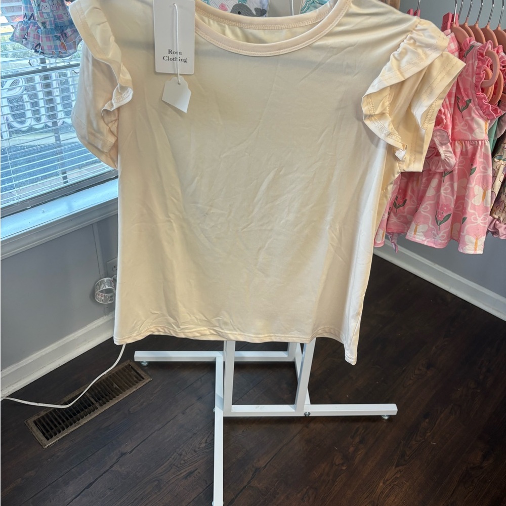 Cream Ruffle Sleeve Top